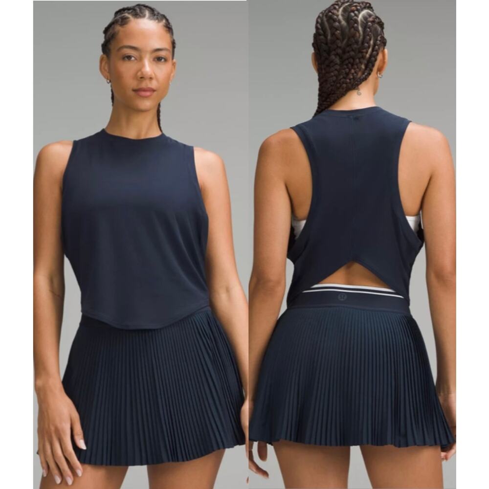lululemon Soft-Knit Crewneck Cropped Navy Tank Top 2 - Picture 1 of 4